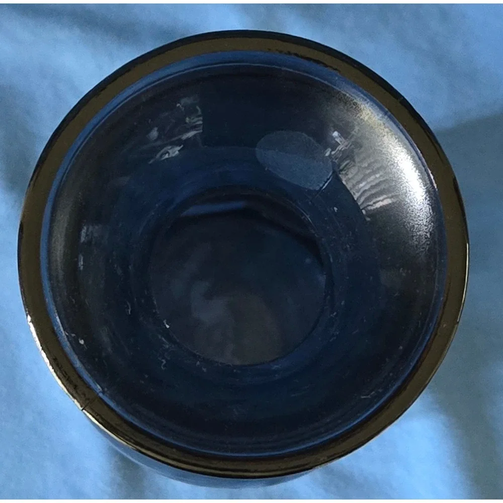 Vidrios San Miguel Cobalt Blue Recycled Glass Vase Hand Made Spain Octagon 10in